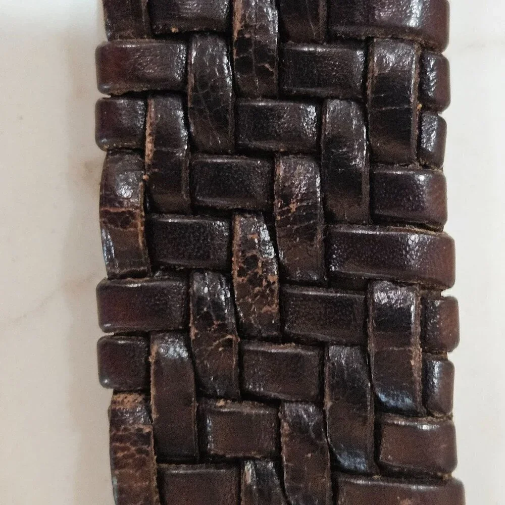 Brighton Men's‎ Brown & Black Leather Braided Belt size 38 P4100